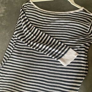 Womens BP lightweight cardigan sweater black and white striped